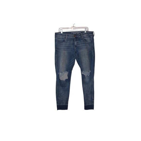 American Eagle Outfitters Womens  Super Stretch Distressed Skinny Jeans Size 14 - Picture 1 of 11